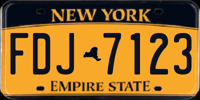 NY license plate FDJ7123