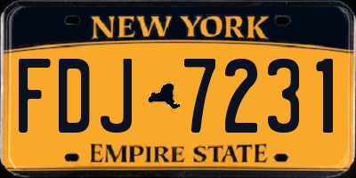 NY license plate FDJ7231
