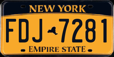 NY license plate FDJ7281