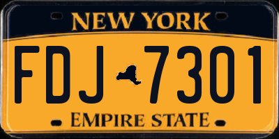 NY license plate FDJ7301