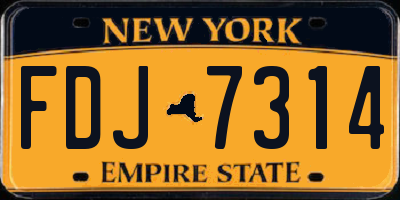 NY license plate FDJ7314