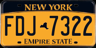 NY license plate FDJ7322