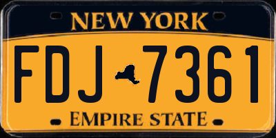 NY license plate FDJ7361