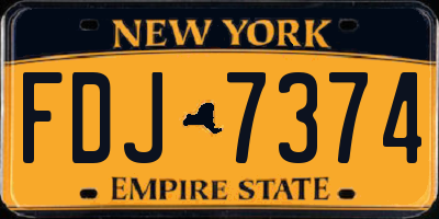NY license plate FDJ7374