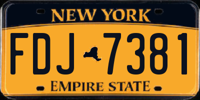 NY license plate FDJ7381
