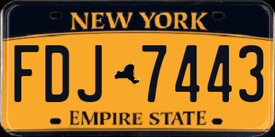 NY license plate FDJ7443