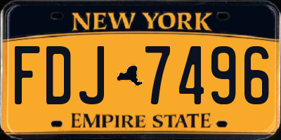 NY license plate FDJ7496