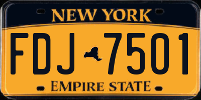 NY license plate FDJ7501
