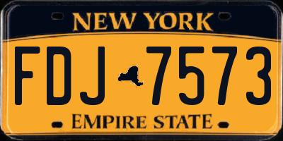 NY license plate FDJ7573