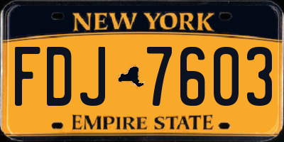 NY license plate FDJ7603
