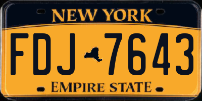 NY license plate FDJ7643
