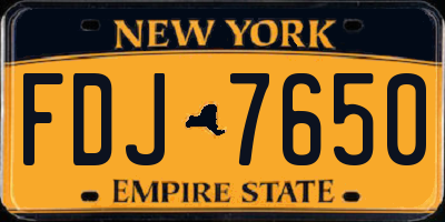 NY license plate FDJ7650