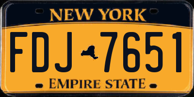 NY license plate FDJ7651