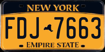 NY license plate FDJ7663