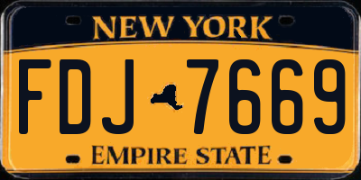 NY license plate FDJ7669