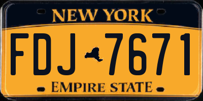 NY license plate FDJ7671
