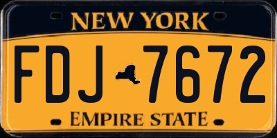 NY license plate FDJ7672