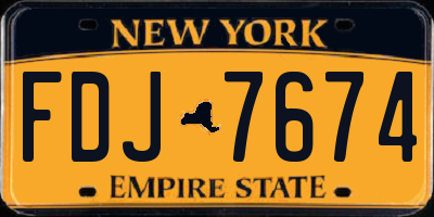 NY license plate FDJ7674