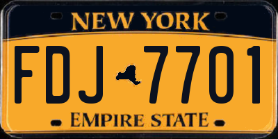 NY license plate FDJ7701