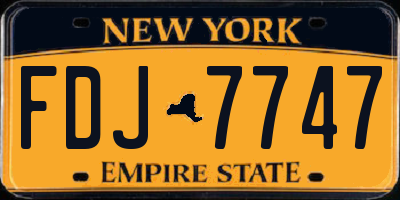 NY license plate FDJ7747