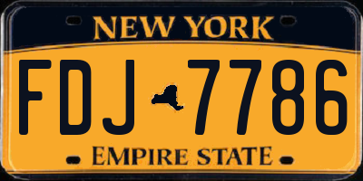 NY license plate FDJ7786