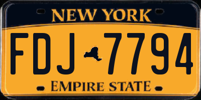 NY license plate FDJ7794