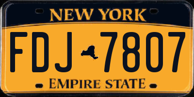 NY license plate FDJ7807