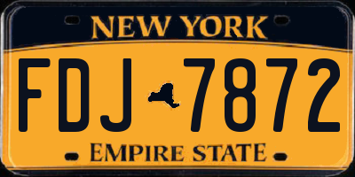 NY license plate FDJ7872