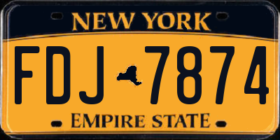 NY license plate FDJ7874
