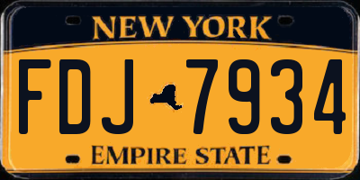 NY license plate FDJ7934