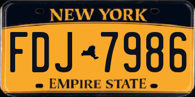 NY license plate FDJ7986