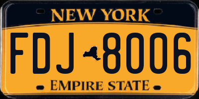 NY license plate FDJ8006