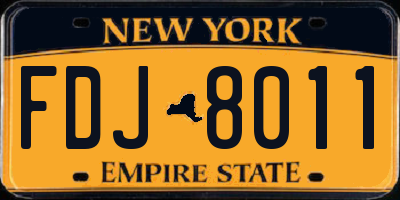 NY license plate FDJ8011