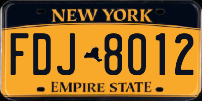NY license plate FDJ8012