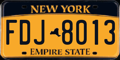 NY license plate FDJ8013