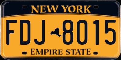 NY license plate FDJ8015