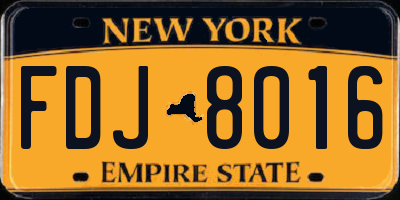 NY license plate FDJ8016