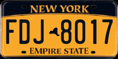 NY license plate FDJ8017