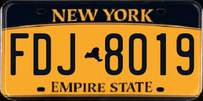 NY license plate FDJ8019