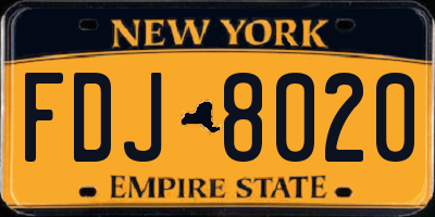 NY license plate FDJ8020