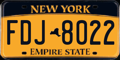 NY license plate FDJ8022