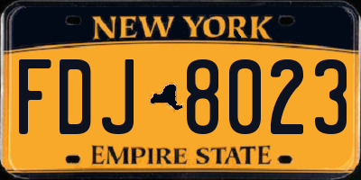 NY license plate FDJ8023