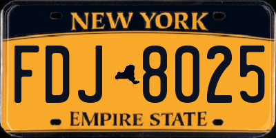 NY license plate FDJ8025