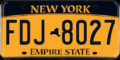 NY license plate FDJ8027
