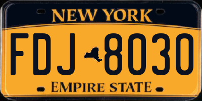 NY license plate FDJ8030