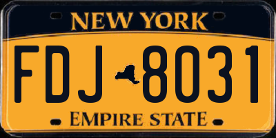 NY license plate FDJ8031