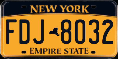 NY license plate FDJ8032