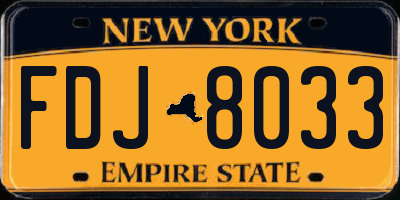 NY license plate FDJ8033