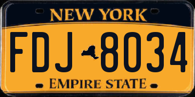 NY license plate FDJ8034