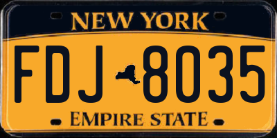 NY license plate FDJ8035